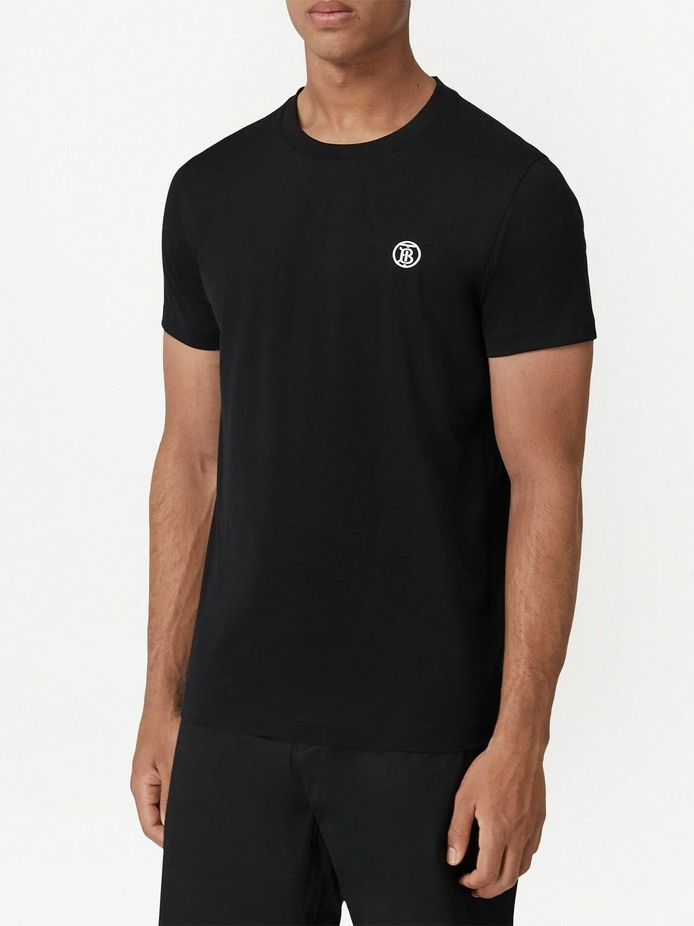 Burberry Black Embroidered Logo Cotton T-Shirt Burberry