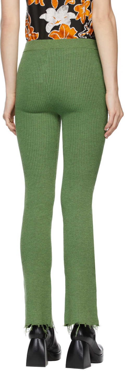 PERVERZE Green Rib Double Face Line Lounge Pants