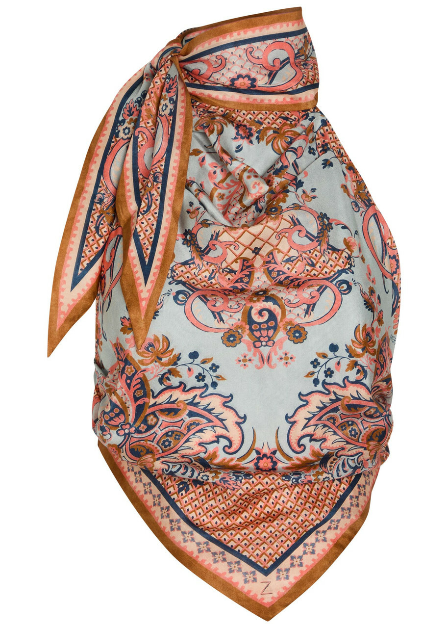 Zimmermann Aster Scarf Printed Silk Crop top Blue