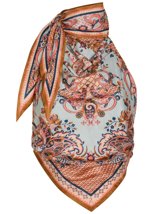 Photo: Zimmermann Aster Scarf Printed Silk Crop top Blue