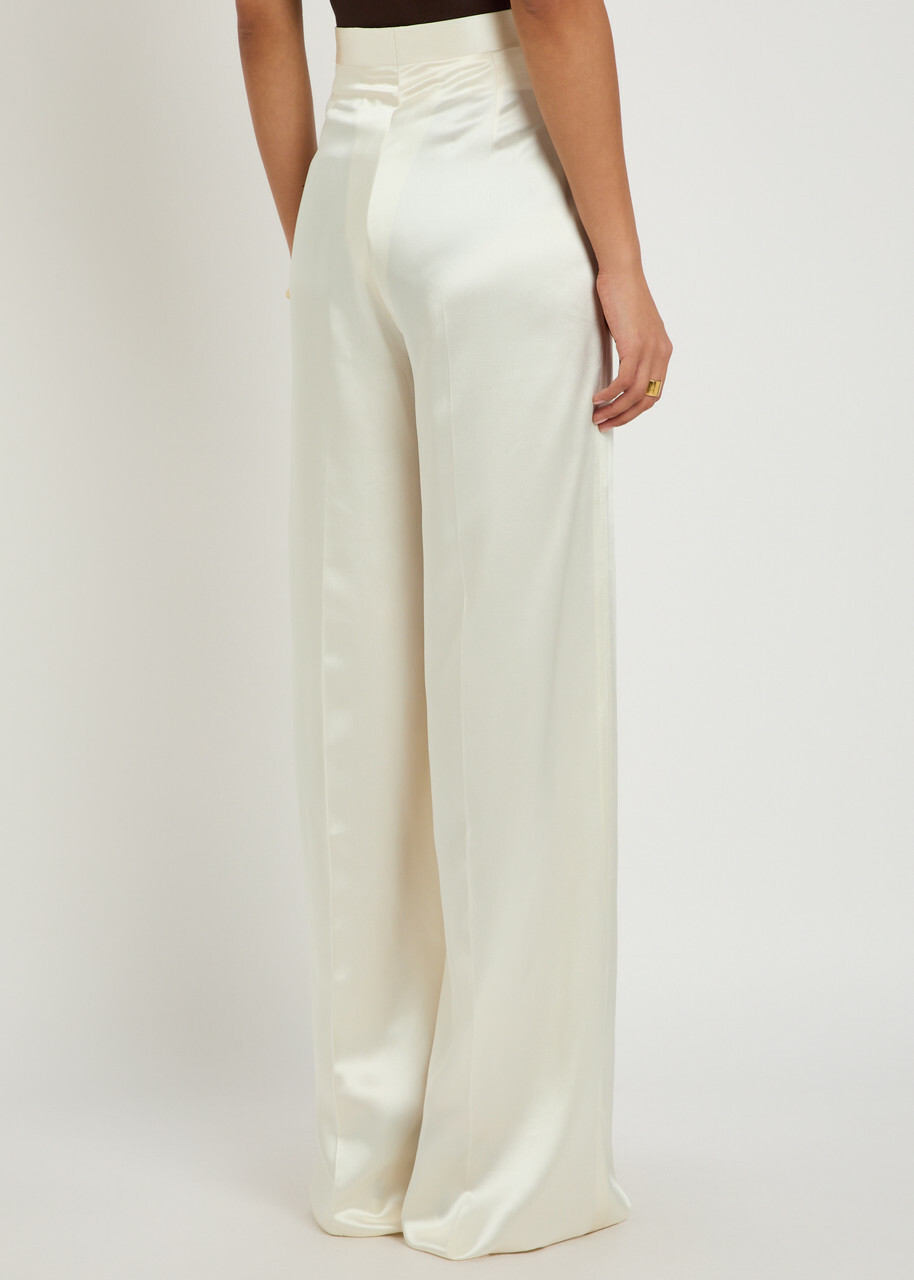 Giuliva Heritage The Elsa Wide-leg Satin Trousers Ivory