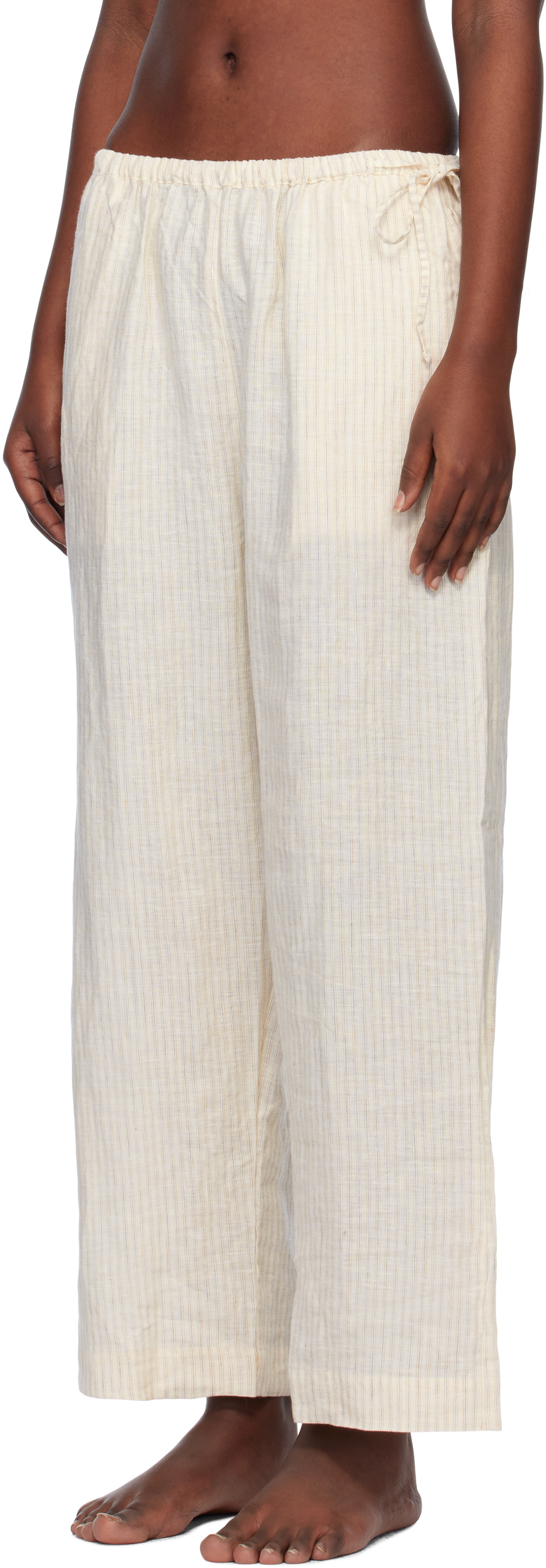 Deiji Studios Off-White Tie Split Pyjama Set