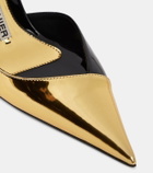 Alexandre Vauthier Metallic faux leather slingback pumps