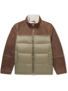 Brunello Cucinelli - Shearling-Lined Suede-Trimmed Shell Down Jacket - Brown