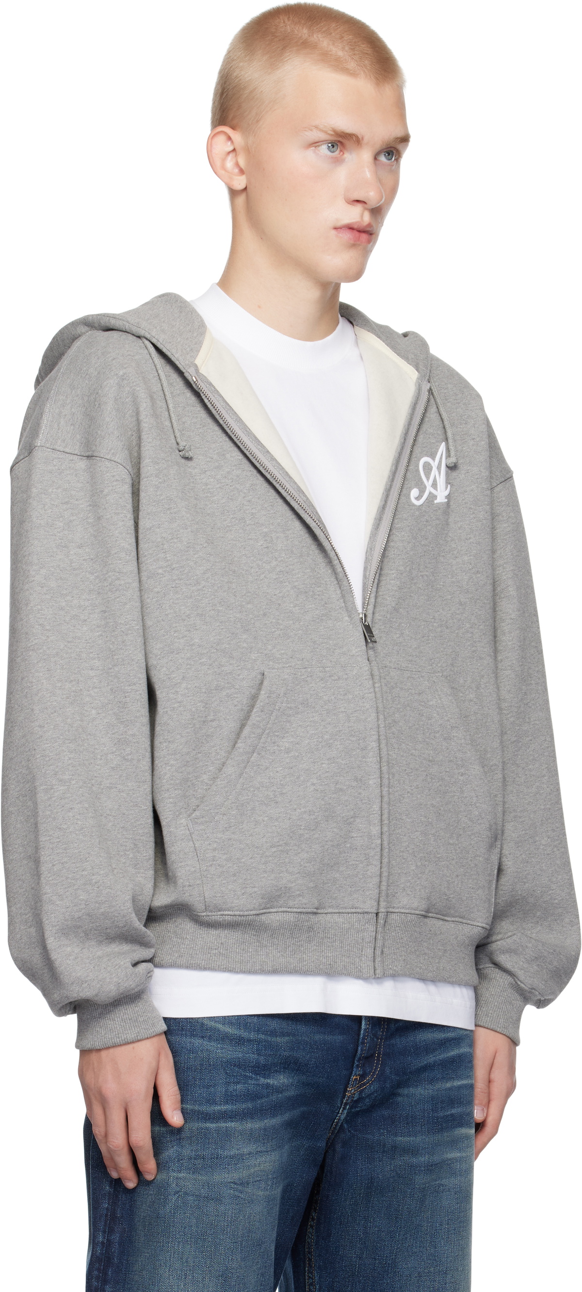 Axel Arigato Gray Maine Zip-Up Hoodie