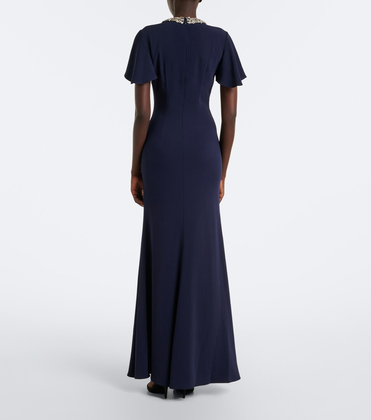Roland Mouret Crystal-embellished gathered gown
