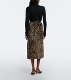 Nour Hammour Alana leopard-print shearling pencil skirt