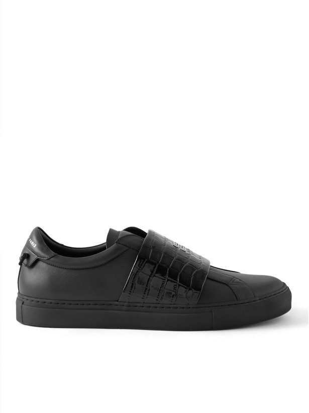 Photo: GIVENCHY - Urban Street Smooth and Croc-Effect Leather Slip-On Sneakers - Black