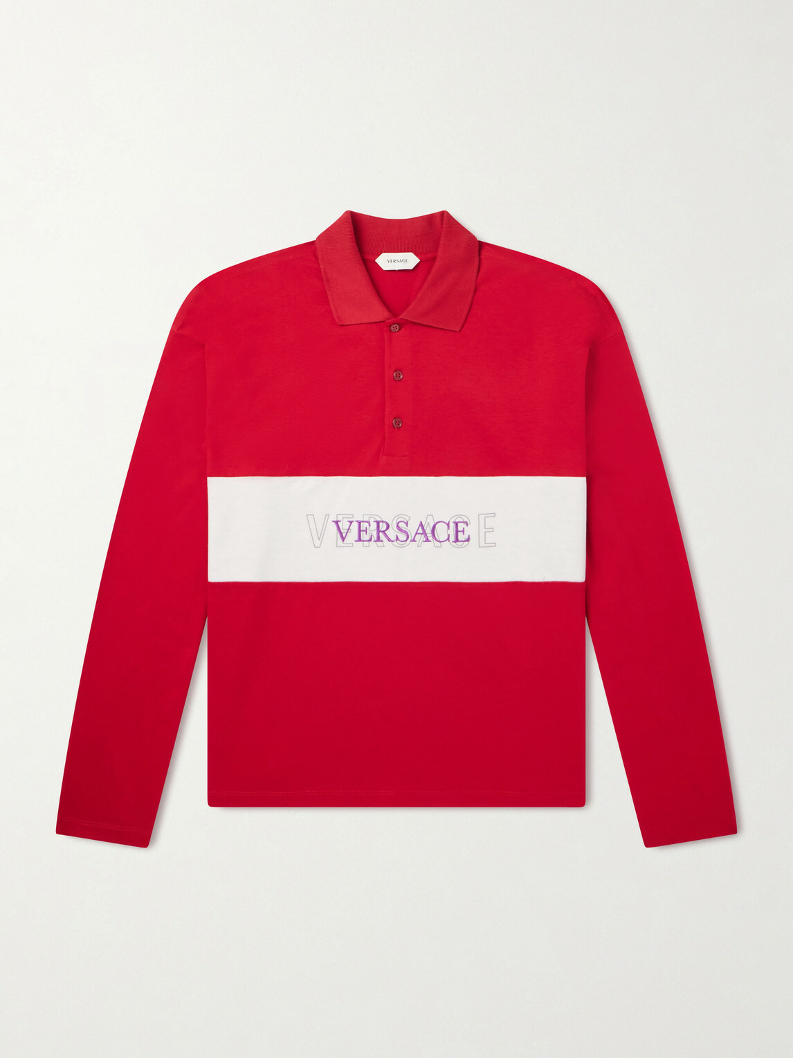 Versace - Polo Cotton Logo Embroidery Shirt - Red