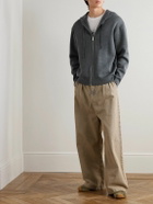 LOEWE - Logo-Embossed Wool-Blend Zip-Up Hoodie - Gray
