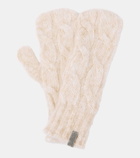 Brunello Cucinelli Embellished cable-knit wool gloves