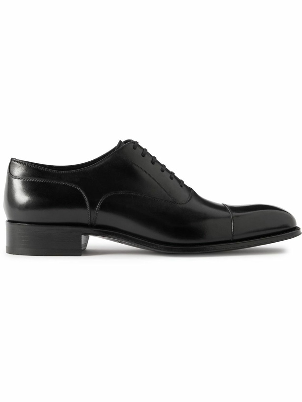 Photo: TOM FORD - Caydon Burnished-Leather Oxford Shoes - Black