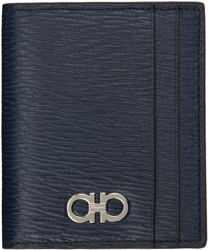 Photo: Ferragamo Navy Gancini Credit Card Holder