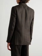 Favourbrook - Randwick Slim-Fit Faille-Trimmed Herringbone Linen and Silk-Blend Tuxedo Jacket - Brown