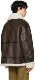 Dunst Brown Loose-Fit Line Faux-Shearling Jacket