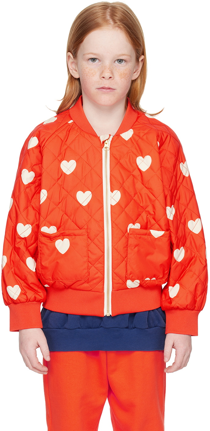 Mini Rodini Kids Red Hearts Baseball Jacket Mini Rodini