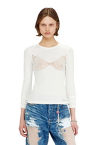 Diesel Top with devoré lace effect - T-Shirts Womens in White