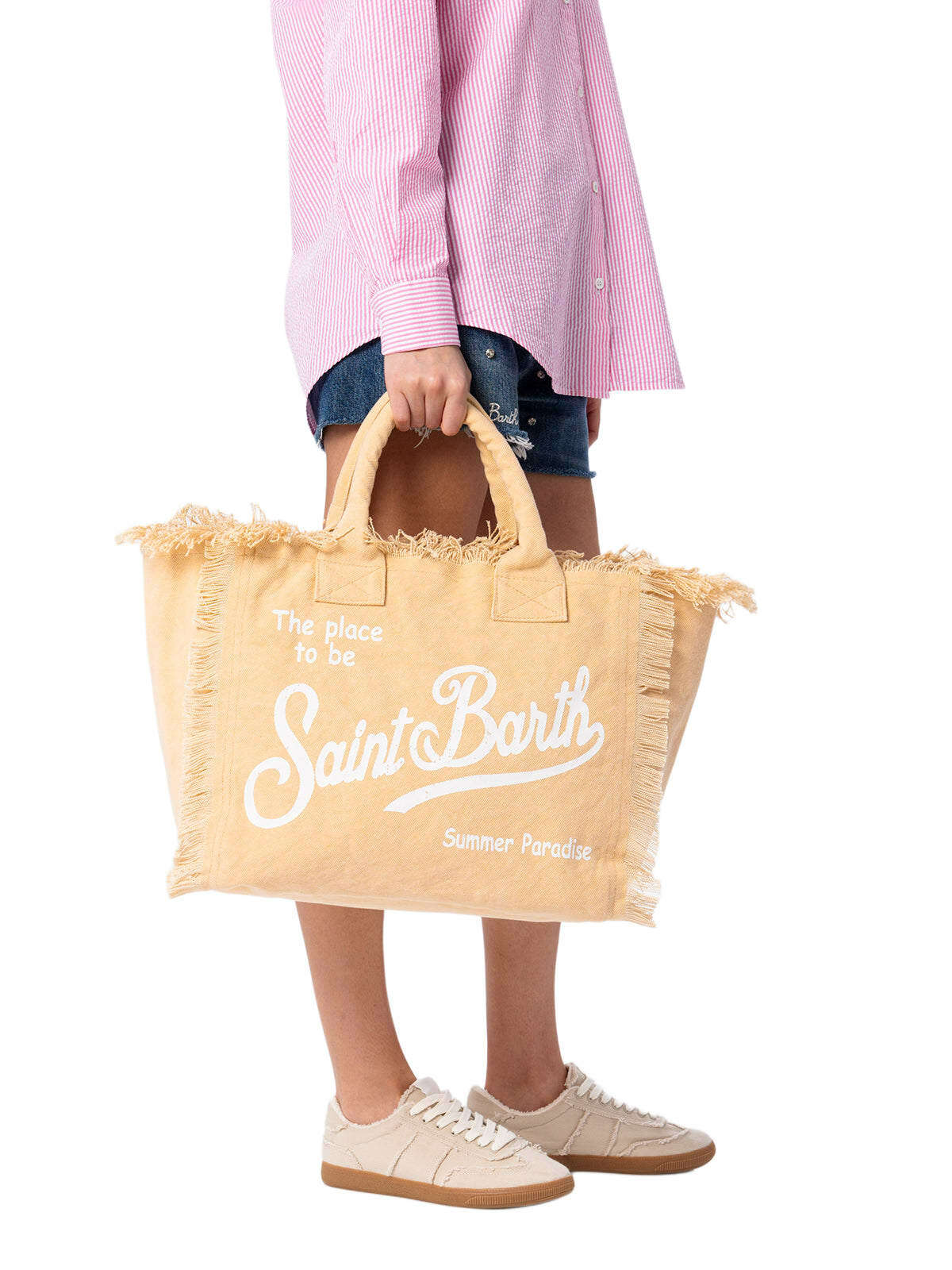 MC2 Saint Barth Beige Cotton Canvas Vanity Tote Bag