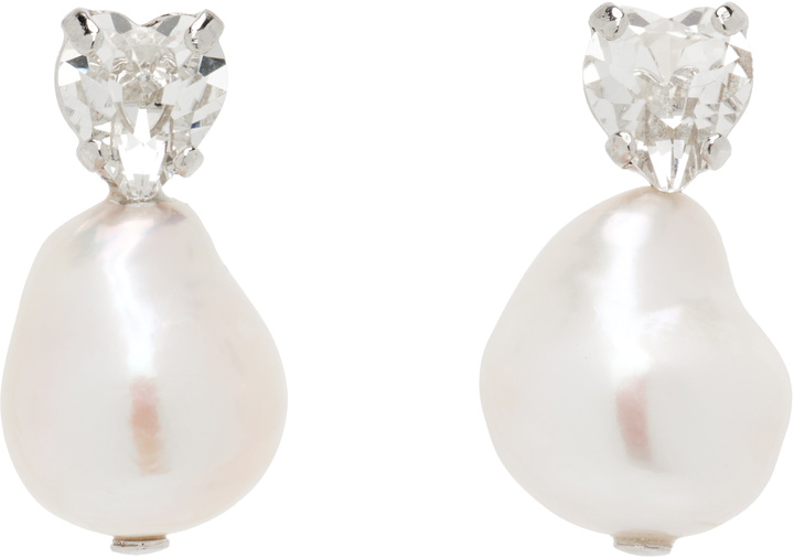 Photo: Simone Rocha Faux-Pearl Heart Crystal Stud Earrings