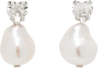 Simone Rocha Faux-Pearl Heart Crystal Stud Earrings