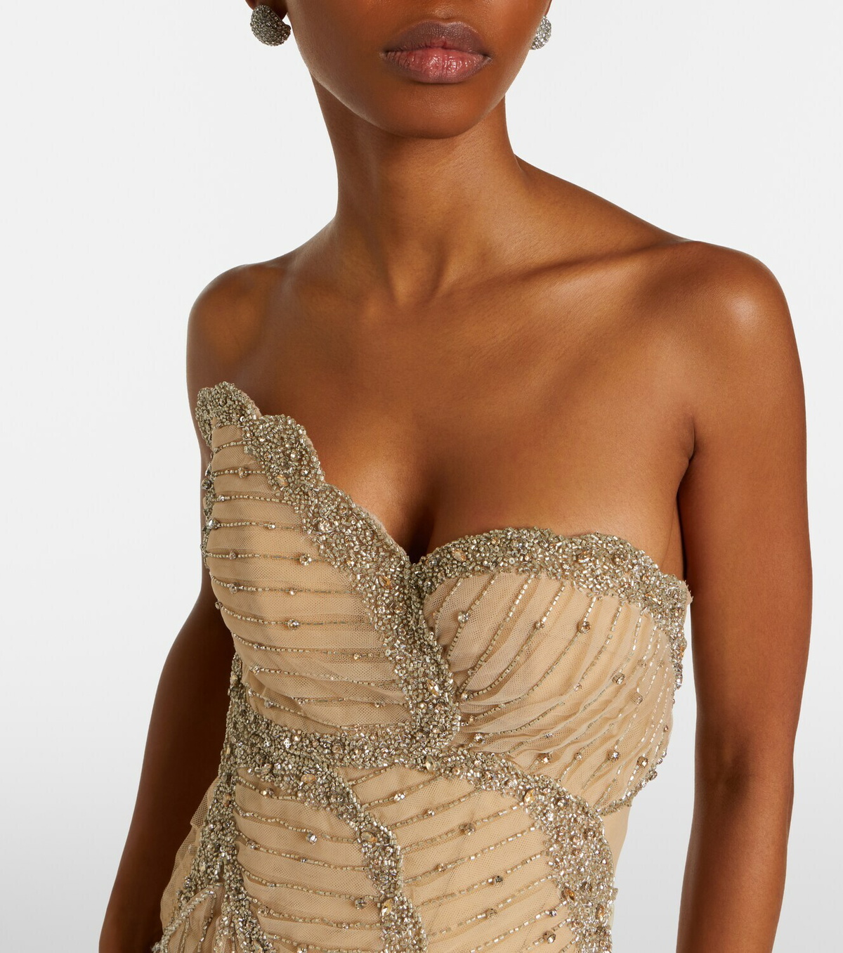 Costarellos Sylvie embellished georgette cocktail dress