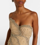 Costarellos Sylvie embellished georgette cocktail dress