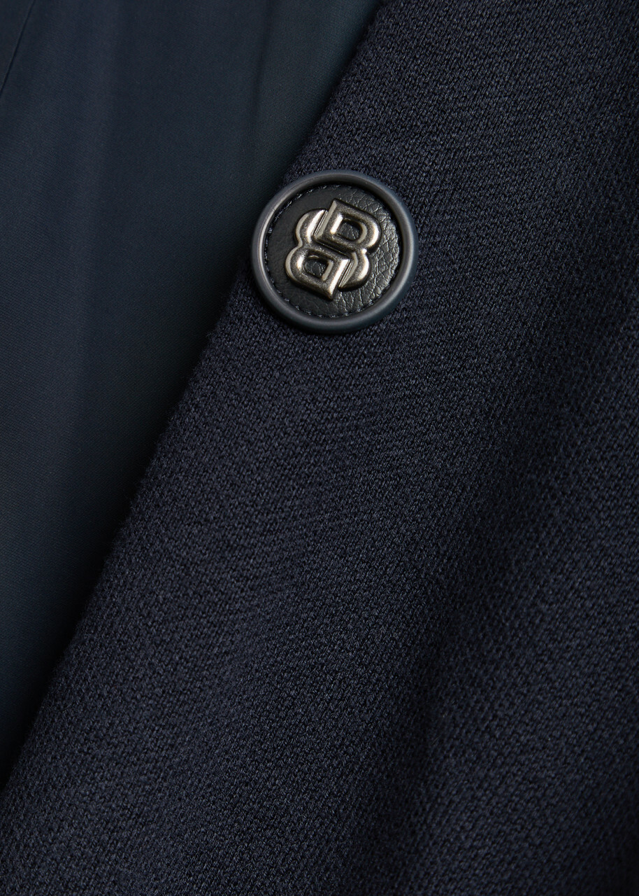 Boss Levaio Quilted Cotton and Shell Bomber Jacket Navy