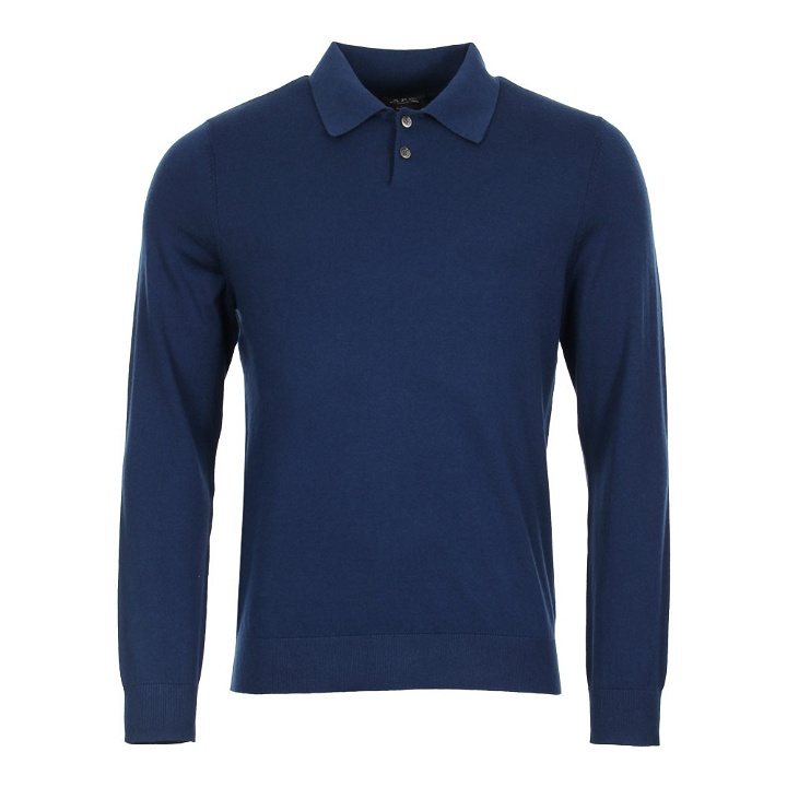 Photo: Knitted Polo Shirt - Blue