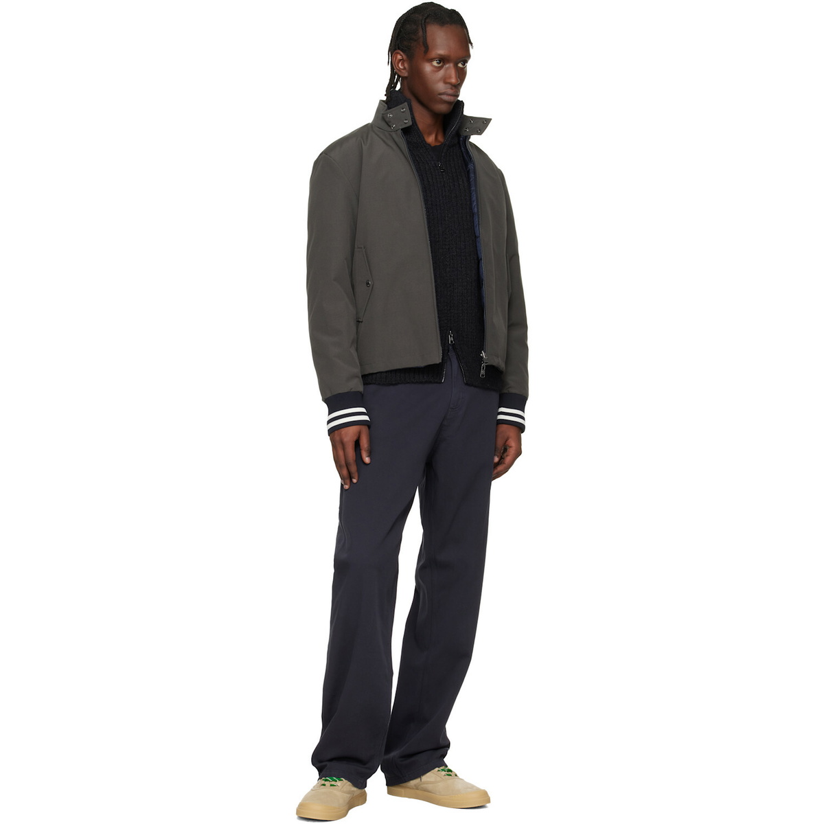 Moncler Navy Cotton Blend Gabardine Cargo Pants