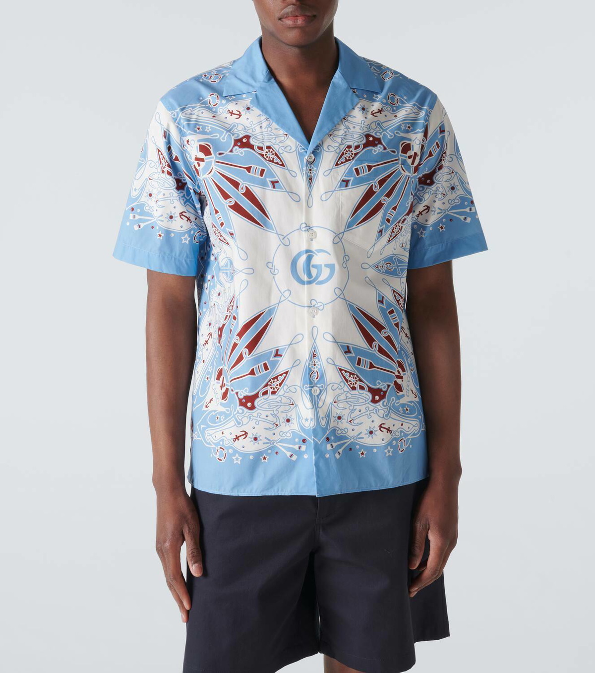 Gucci Double G printed cotton bowling shirt