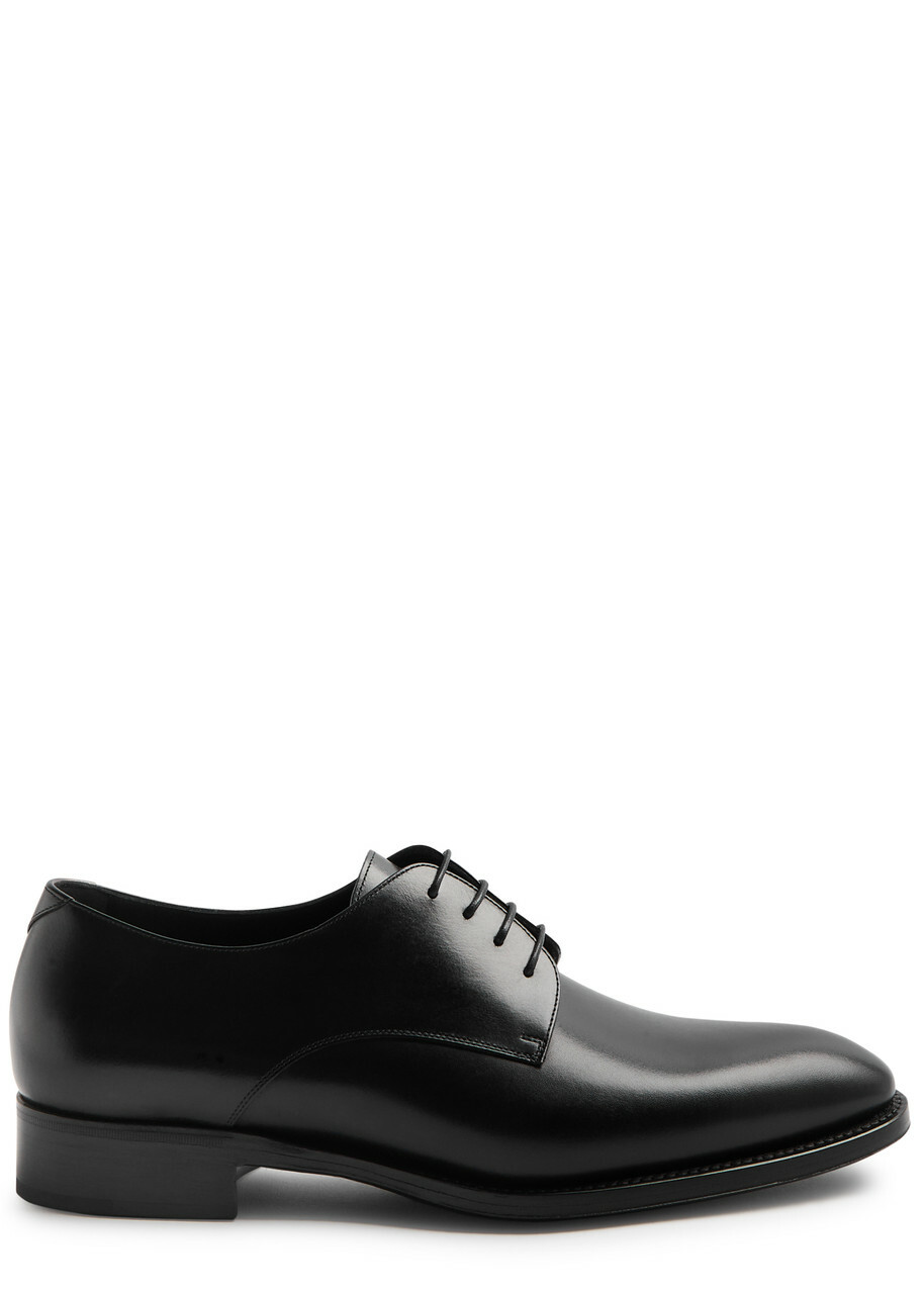 Saint Laurent Adrien Leather Derby Shoes Black