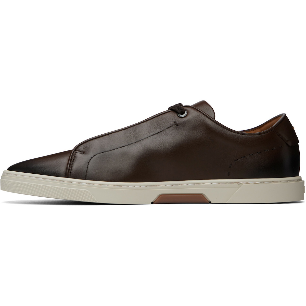BOSS Brown Gary Brushed Leather Sneakers