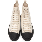 Jil Sander Off-White and Black Canvas High-Top Sneakers