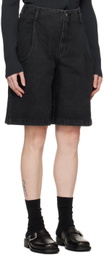 AMOMENTO Black Pocket Denim Shorts