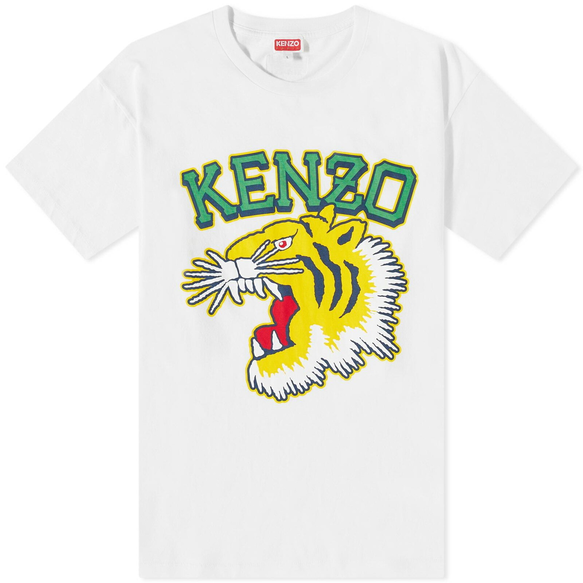 Kenzo Paris Men's Kenzo Varsity Tiger T-Shirt in Off White Kenzo