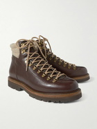 Brunello Cucinelli - Cashmere-Trimmed Leather Boots - Brown