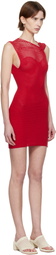 Isa Boulder Red One Pinch Shoulder Crocheted Minidress