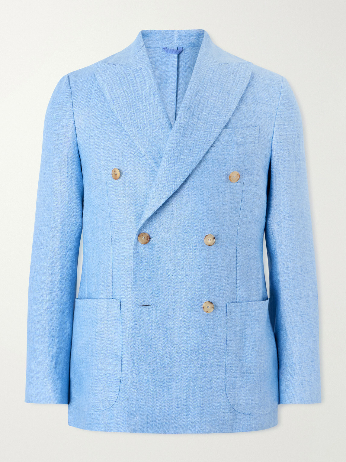 De Petrillo - Double-Breasted Linen Blazer - Blue