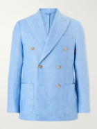 De Petrillo - Double-Breasted Linen Blazer - Blue