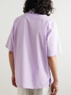 Sebline - Camp-Collar Cotton-Poplin Shirt - Purple