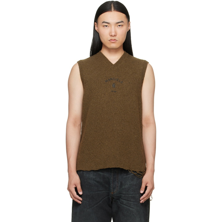 Photo: MM6 Maison Margiela Khaki Wool Sweater Vest