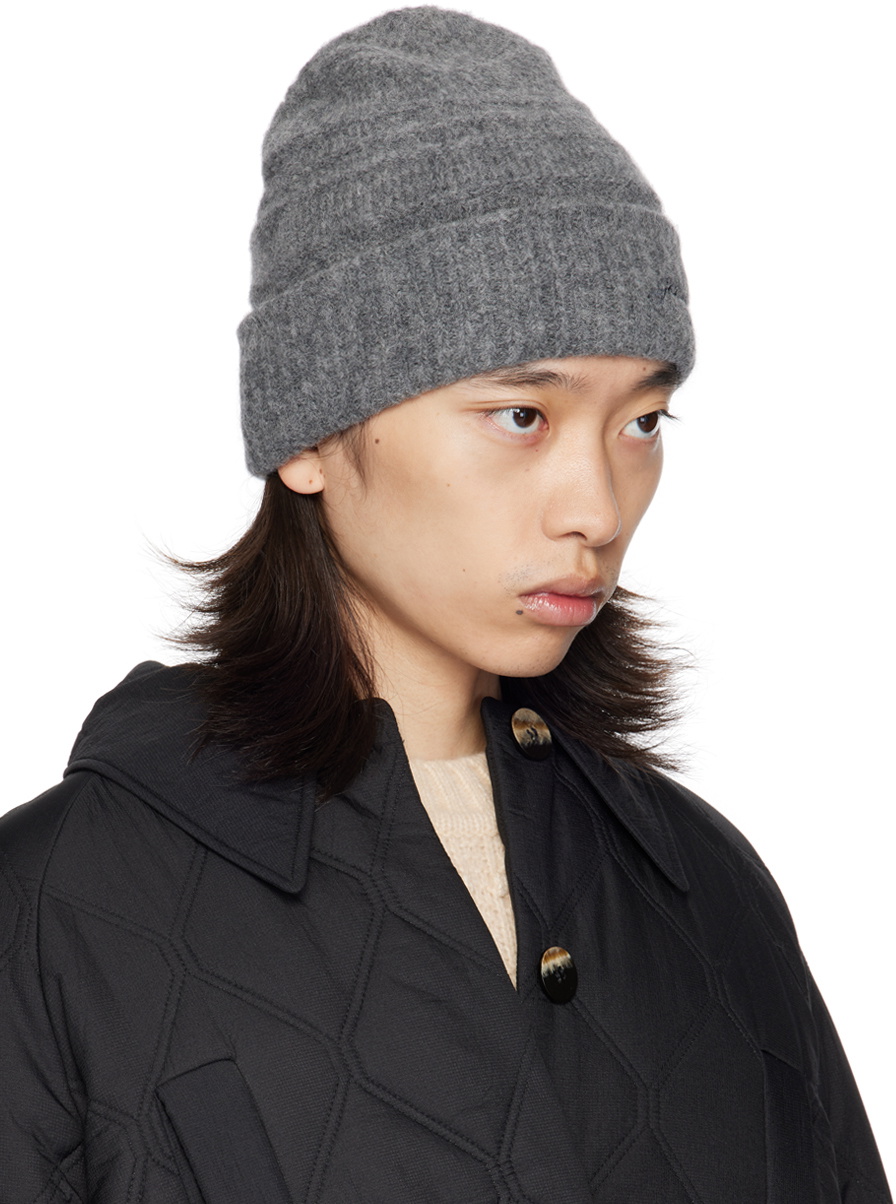 GANNI ニット キャップ GREY ビーニー Wool 混紡 グレー GANNI Gray Soft Wool Beanie GANNI