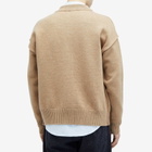 AMI Paris Men's A Heart Cardigan in Camel/Red