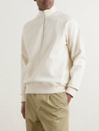 Drake's - Cotton-Jersey Half-Zip Sweater - White
