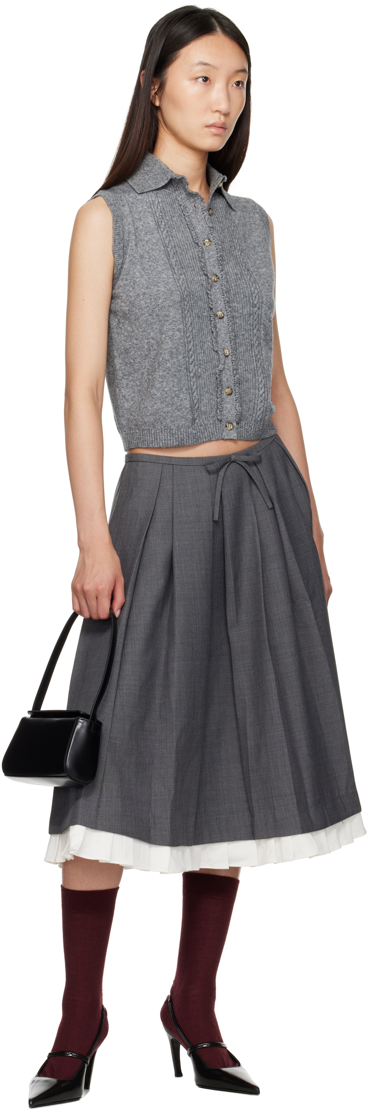 SHUSHU/TONG Gray Sleeveless Cardigan
