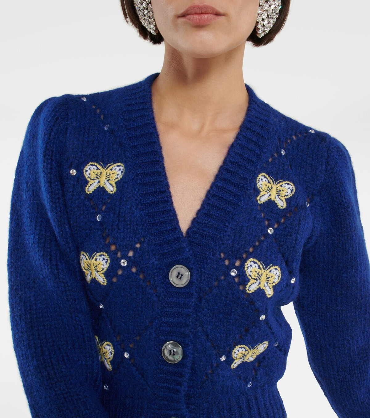 Alessandra Rich Embellished alpaca wool blend cardigan Alessandra Rich