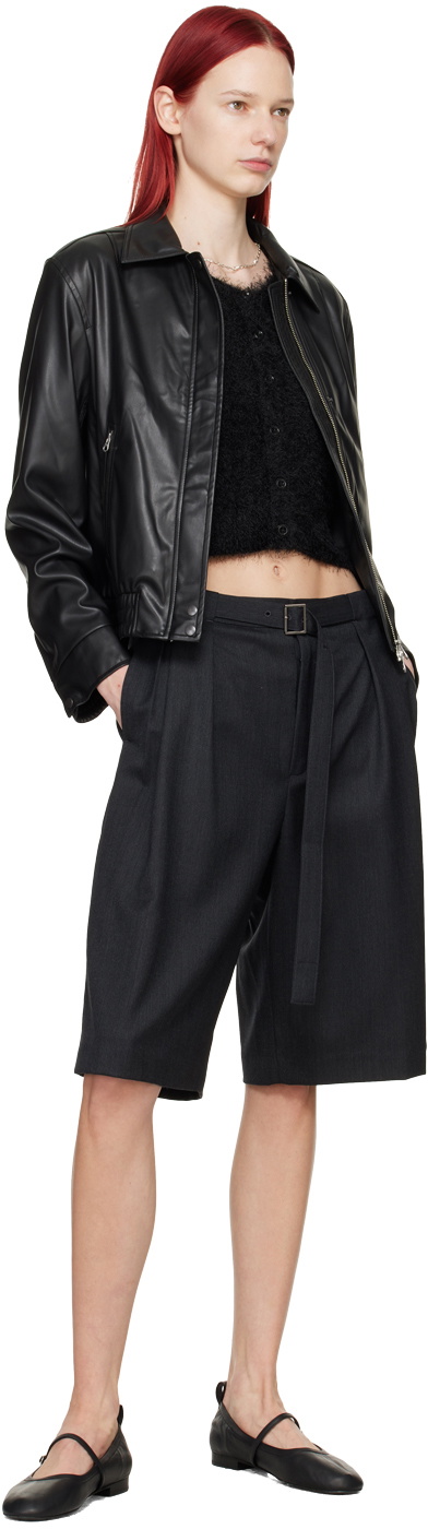 Youth Black Zip Faux-Leather Jacket