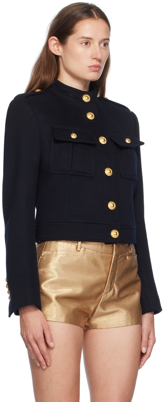 【関税込み】TOM FORD ネイビー Military Chasseur ジャケット TOM FORD Navy Military Chasseur Jacket TOM FORD