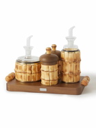 Lorenzi Milano - Brass, Bamboo and Iroko Cruet Set