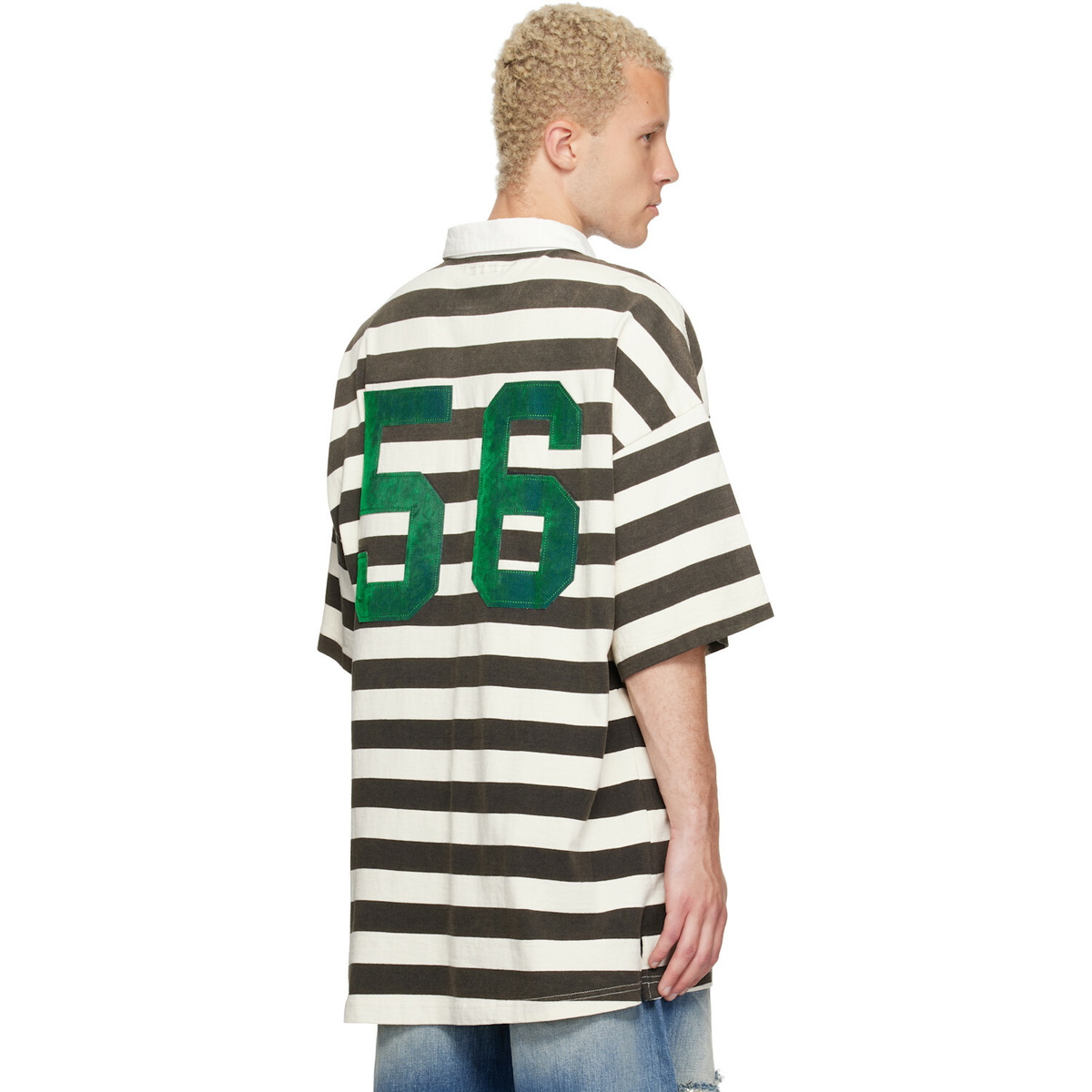 COÛT DE LA LIBERTÉ Black & White Connor Stripe Rugby Polo
